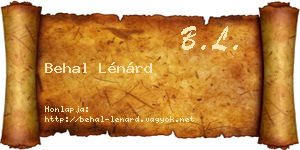 Behal Lénárd névjegykártya